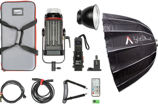 Aputure 300D II avec light dome et C-stand