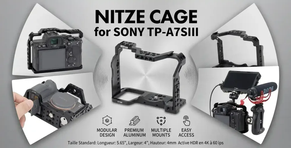 Cover NITZE CAGE POUR SONY TP-A7SIII prix maroc yahyaoui shop yahyaouishop.com casablanca marrakech tanger rabat prix price morocco camera cage photographie appareil photo sony