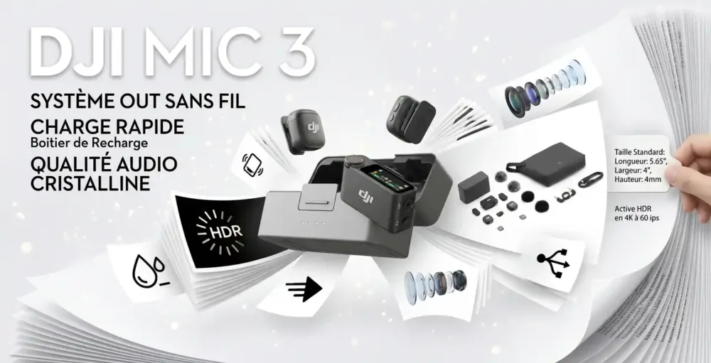 DJI Mic 3 (2 TX + 1 RX + Boitier de Recharge)