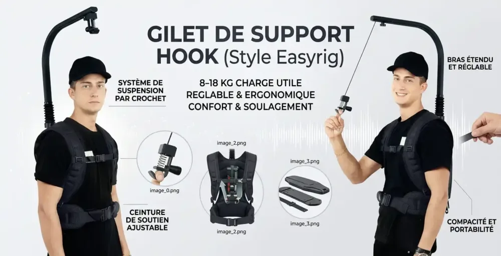 Gilet de support Hook 8‑18 kg (type Easyrig) 1 Gilet de support Hook 8‑18 kg (type Easyrig) prix maroc yahyaoui shop yahyaouishop.com casablanca price moroc