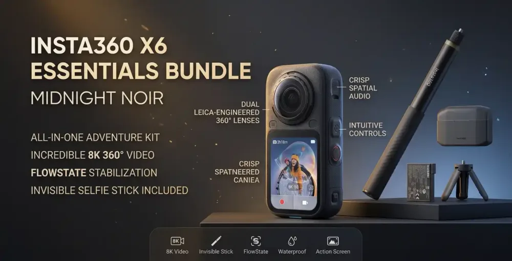Insta360 X6 Essentials Bundle Midnight Noir prix maroc yahyaoui shop yahyaouishop.com casablanca price moroc